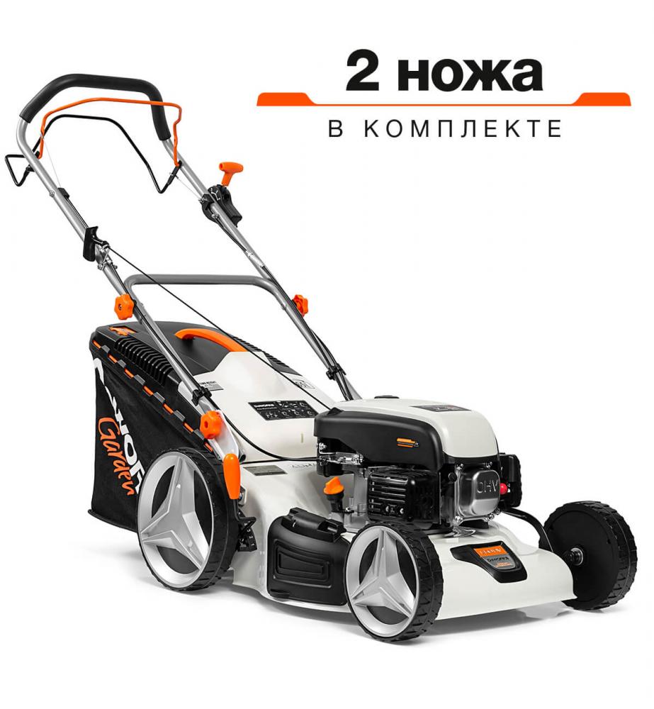 Газонокосилка бензиновая DeWORKS L50SV самоходн+вариатор 5,0л.с, 155см3, 48см травосборник 65л купить