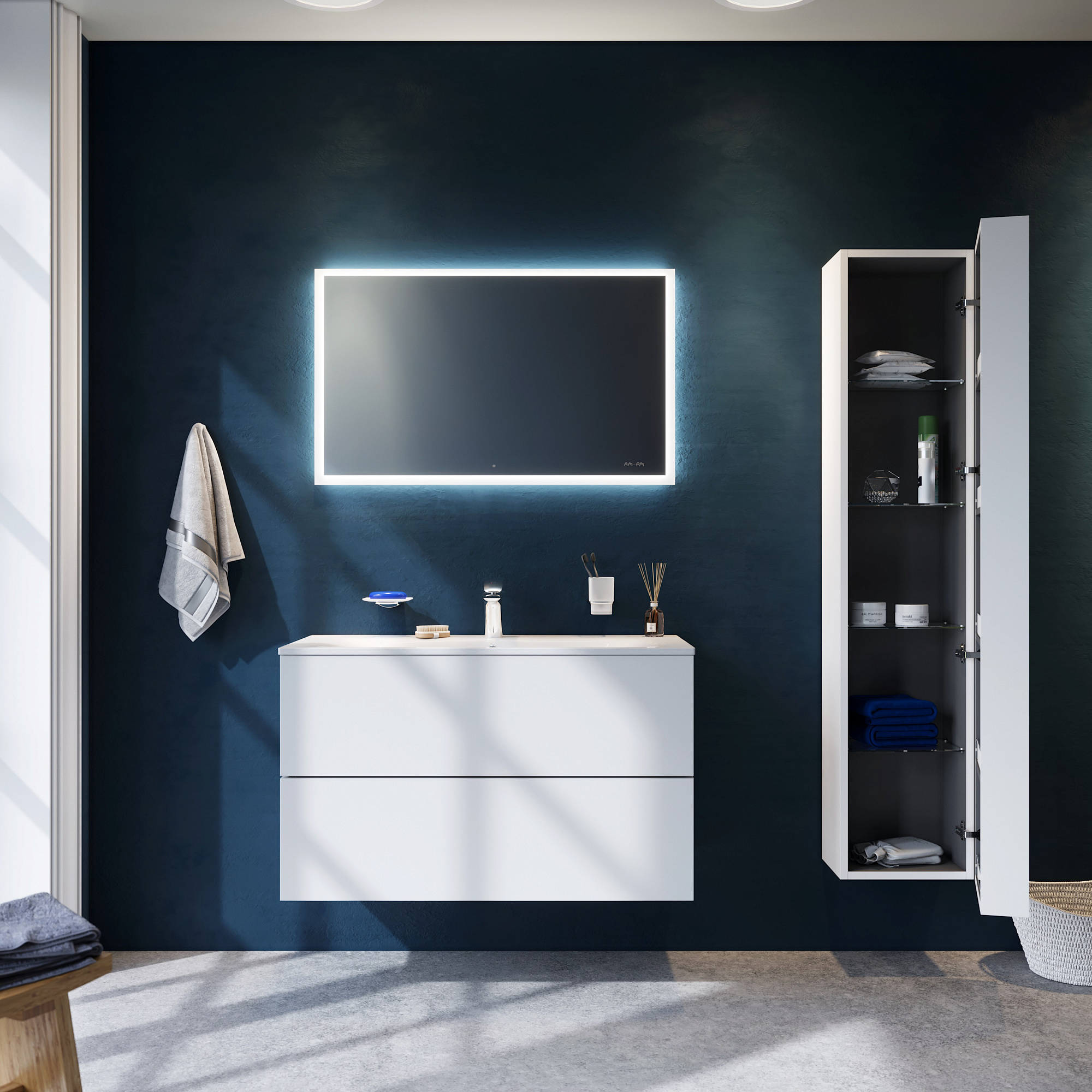 Шкаф-пенал SPIRIT 2.0 подвесной 35см правый белый AM.PM M70ACHR0356WG купить 4
