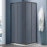 Ограждение душевое Lea-CR-1000*800-G-Matt Black Г-образное стекло Грейп 1000*800*1850 черный SANTREK AQUA 338793