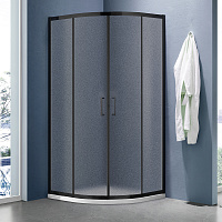Ограждение душевое Lea-R-900-G-Matt Black Радиус 900*900*1850мм SANTREK AQUA 332305 черный