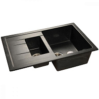 Мойка кухонная GranFest Quadro GF-Q775KL прямоугольная 2 чаши с крылом 495*765мм черный