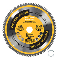 Диск пильный по дереву DIAMOND INDUSTRIAL ф255*30/25.4мм*100зуб АТВ WoodMaker (DIDD255Z100)