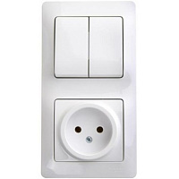 Блок комбинированны GLOSSA GSL000172 розетка и выключ 2кл белый