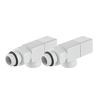 Набор дизайн-вентилей CUBE осевой  для радиатора 1/2" (белый) Royal Thermo RTE 56.0003