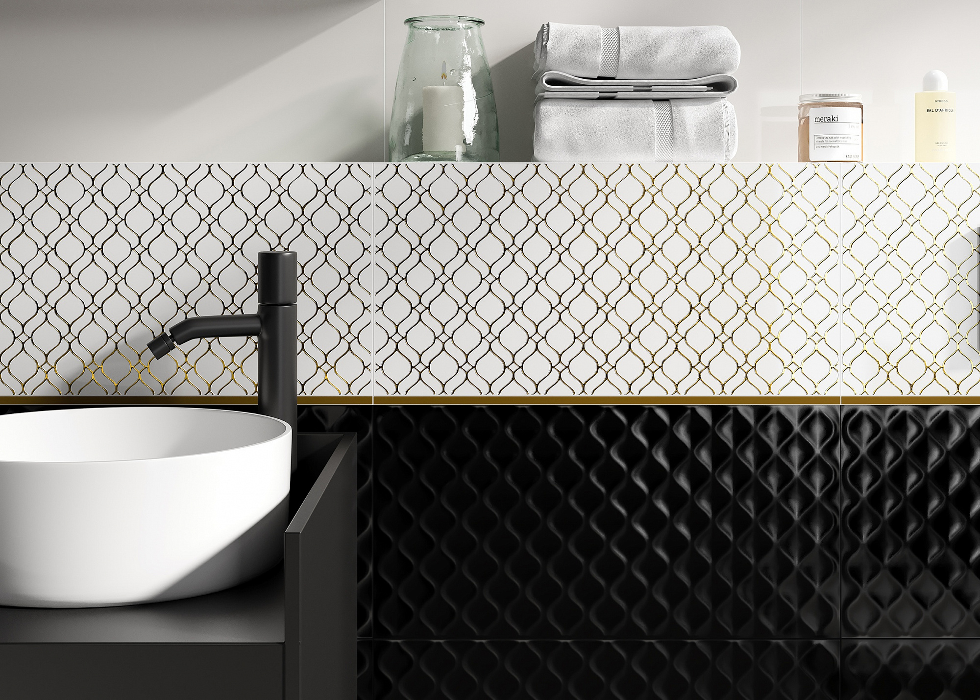 Плитка настенная Deco рельефная черный 29.8*59.8см Cersanit DEL232D купить 2