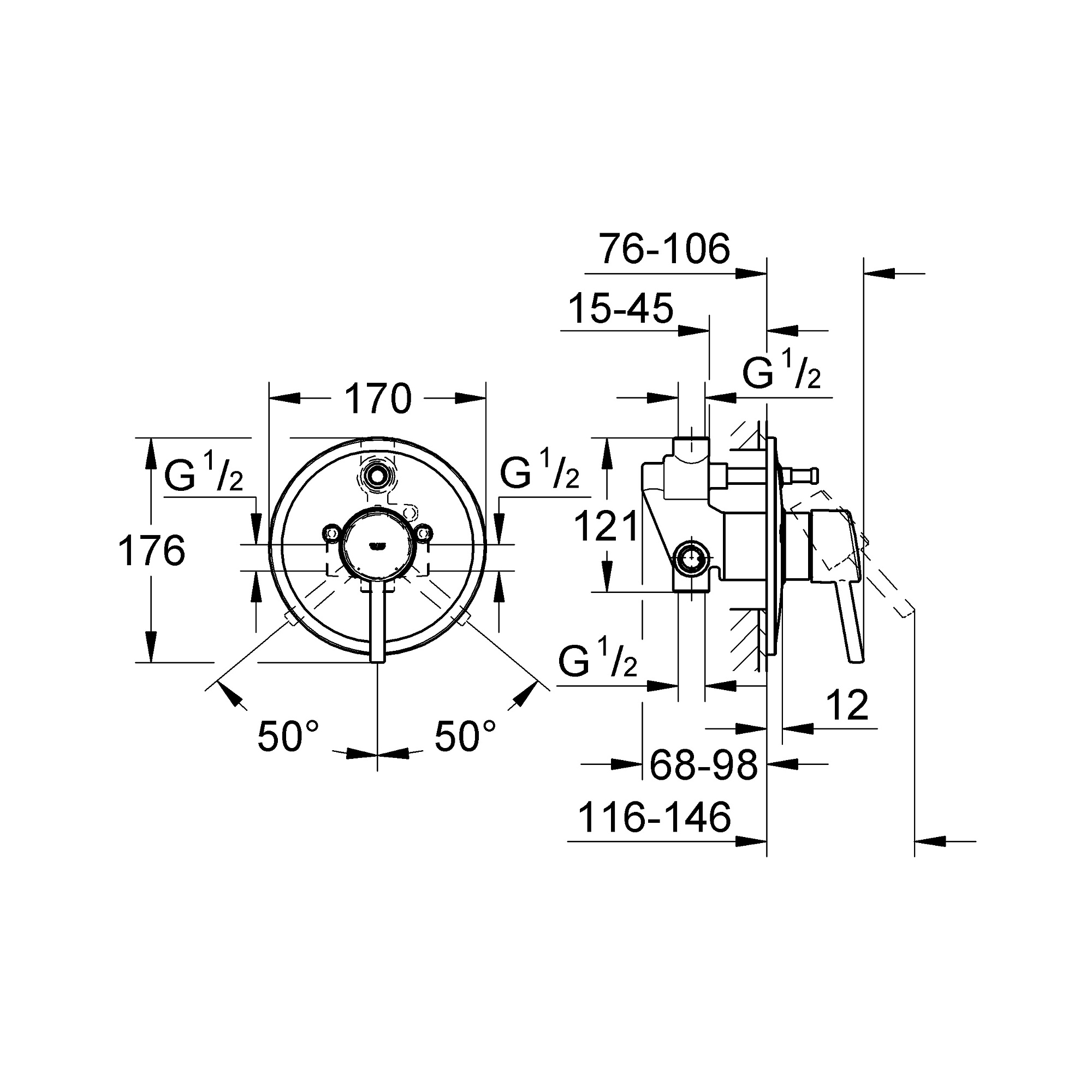 Смеситель Concetto для ванны встраиваемый цвет хром, GROHE 32214001 купить 1