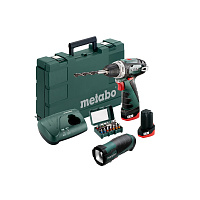 Дрель-шуруповерт аккумуляторная Metabo PowerMaxx BS Basic SET с набором бит и фонарем в кейсе (600080930)