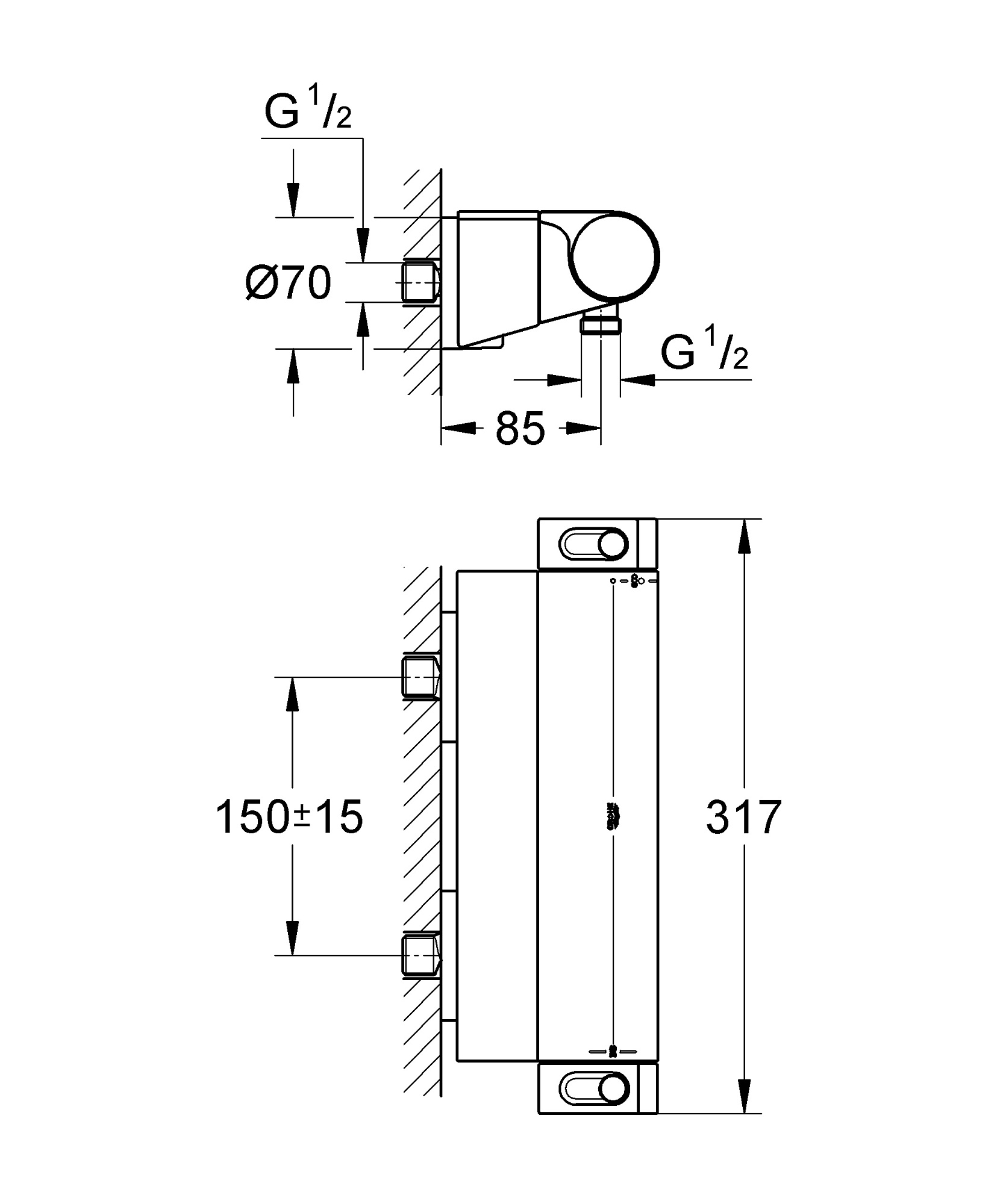 Смеситель термостатический Grohtherm 2000 для душа, с полочкой, цвет хром GROHE 34469001 купить 4