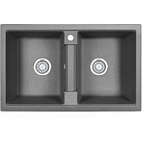 Мойка кухонная Granula GR-8101 прямоугольная 81*50см с 2 чашами и отверстием под смеситель шварц