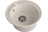 Мойка врезная Ovola SAO48 круглая с сифоном D479мм белый мрамор SANTREK AQUA SAO48 341192