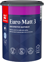 Tikkurila Euro Matt 3 акриловая краска для стен и потолков бесцветная (База С) 0.9 л Tikkurila Euro Matt 3 акриловая краска для стен и потолков бесцветная (База С) 0.9 л