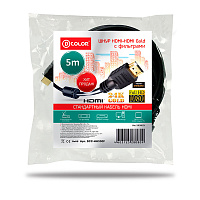 Кабель HDMI-HDMI D-COLOR с фильтрами 5м 