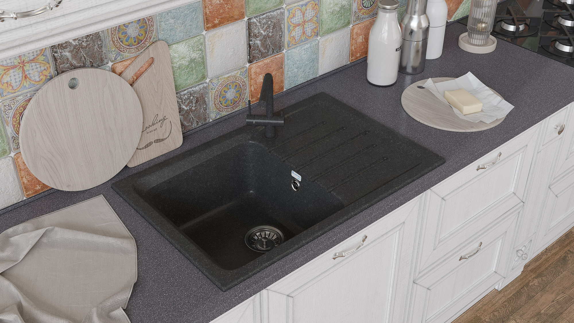 Мойка врезная PRO BOXY SA-B760L чаша крыло сифон 760*500мм графит-309 SANTREK AQUA 313787 доставка Нижний Новгород 8 Мойка врезная PRO BOXY SA-B760L чаша крыло сифон 760*500мм графит-309 SANTREK AQUA 313787 купить 8