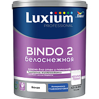 Краска Luxium PROF для стен и потолков Bindo 2 глубокоматовая белоснежная Luxium 50034719 (4.5л)
