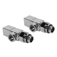 Набор дизайн-вентилей CUBE осевой  для радиатора 1/2" (хром) Royal Thermo RTE 56.003