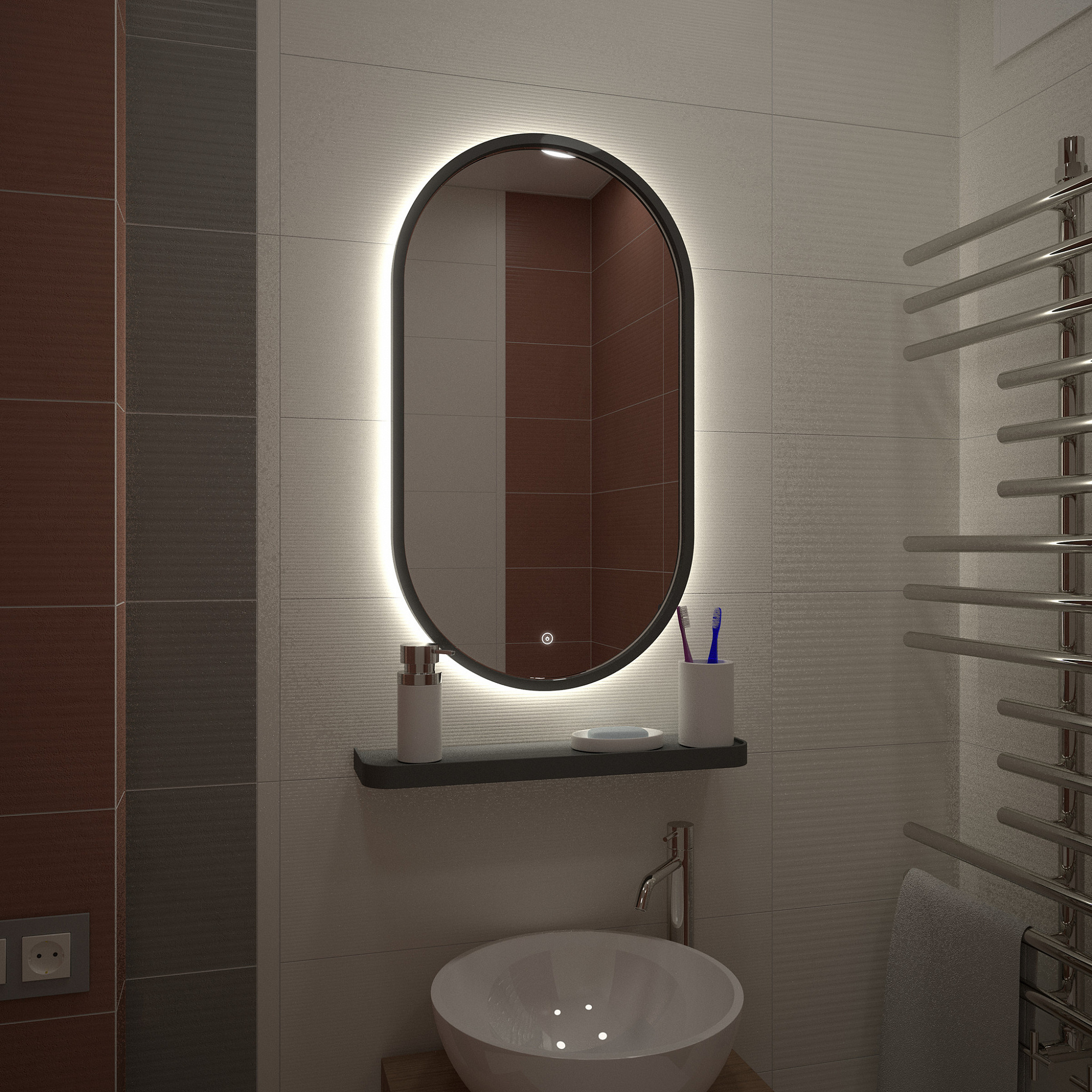 Зеркало Континент Prime 45*80см LED подсветка, сенсор ЗЛП1099 доставка Нижний Новгород 1 Зеркало Континент Prime 45*80см LED подсветка, сенсор ЗЛП1099 купить 1