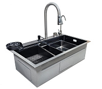 Мойка  из нержавеющей стали врезная HB7545 750*450*220 ЧЕРНАЯ SANTREK AQUA 322261