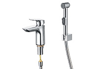 Смеситель ВЕГА для раковины 97 с гигиеническим душем Aquatek AQ1012CR