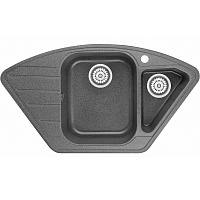 Мойка кухонная Granula GR-9101 угловая 89*49см 2 чаши крыло отверстие под смеситель графит