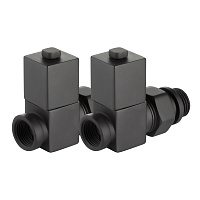 Набор дизайн-вентилей CUBE прямой  для радиатора 1/2" (черный) Royal Thermo RTE 56.0006