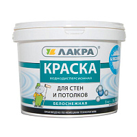 Краска для стен и потолков Лакра Белоснежная матовая 3 кг