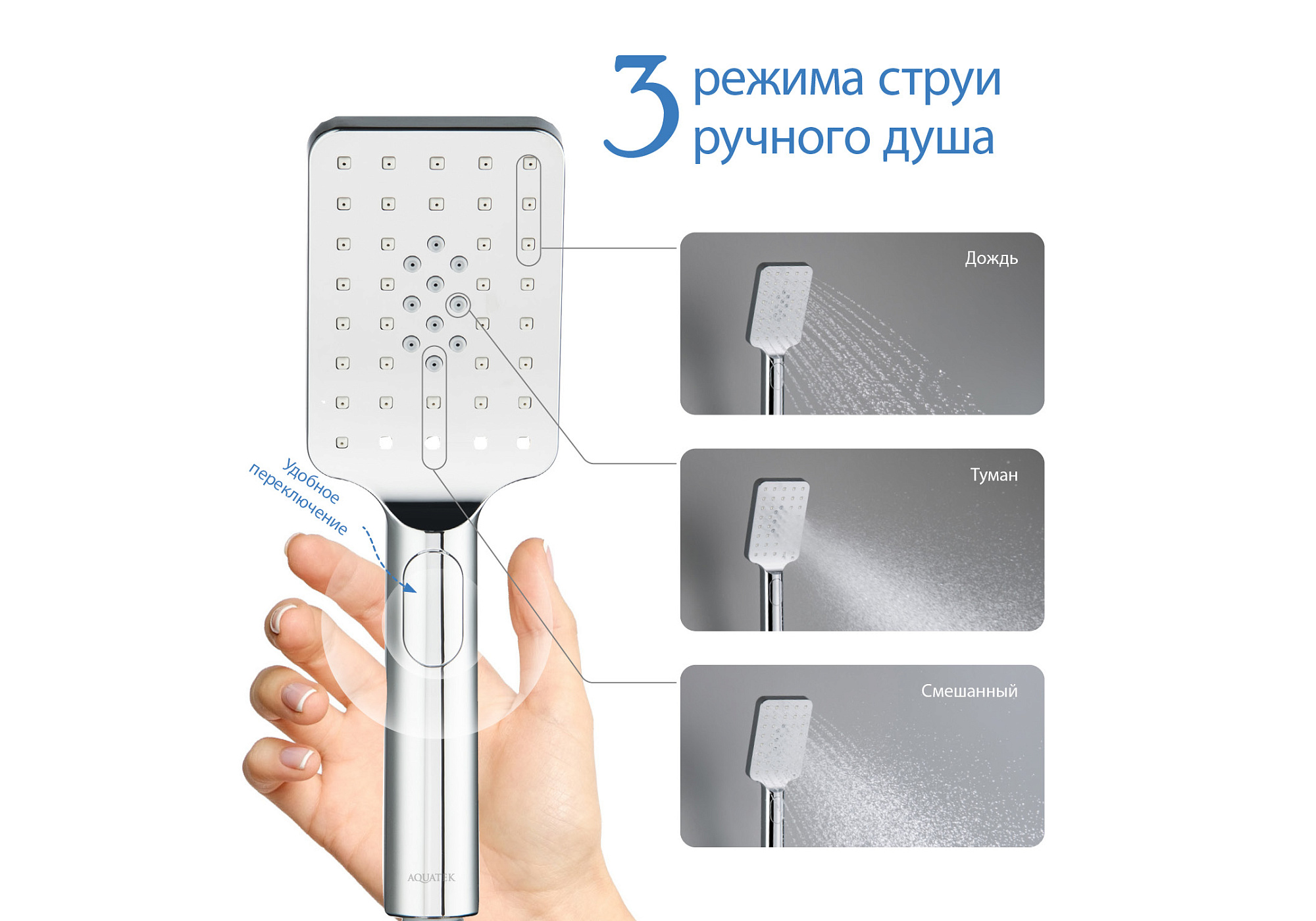 Душ ручной ЛИРА Select 80 3 jet Aquatek AQ2005CR доставка Нижний Новгород 2 Душ ручной ЛИРА Select 80 3 jet Aquatek AQ2005CR купить 2
