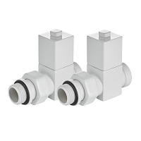 Набор дизайн-вентилей CUBE прямой  для радиатора 1/2" (белый) Royal Thermo RTE 56.0005