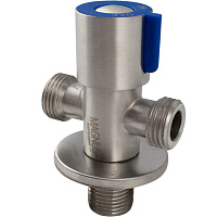 Кран угловой из нержавеющей стали с двойным подключением 1/2"*1/2*1/2" MIXTON 772786