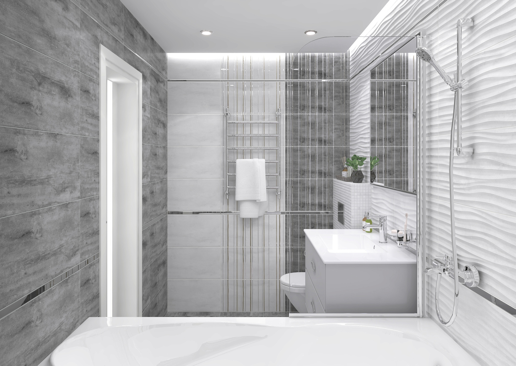 Плитка настенная Concrete, цвет серый-рельеф, 30*60см Ceramica Classic купить 3