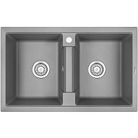 Мойка кухонная Granula GR-8101 прямоугольная 81*50см с 2 чашами и отверстием под смеситель алюминиум