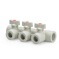 Коллектор с шаровыми кранами PPR 25*3  Lammin полипропиленовый серый Lm31081003025G