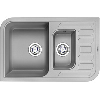 Мойка кухонная Granula GR-7803 прямоугольная 77.5*49.5см с 2 чашами и универсальным крылом алюминиум