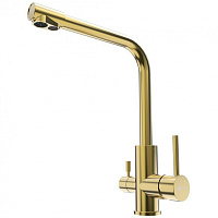 Смеситель для кухни Lemark Expert LM5061G с высоким поворотным изливом и краном для питьевой воды золото
