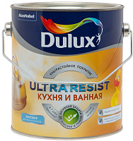 Dulux Ultra Resist краска для кухни и ванны моющаяся белая (База BW) 2.5 л