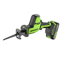 Пила сабельная аккумуляторная Greenworks GPT-CRS-25 K2*1 картон 24В до 80мм 1акк*2.0а/ч+з/у (1200507CUA)