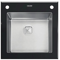 Мойка кухонная Tolero Ceramic Glass TG-500 квадратная нержавеющая сталь+стекло 50*50см черный/сталь