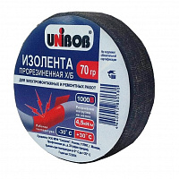 Электроизоляционная клейкая лента Unibob 70гр,черный прорезиненная(х/б)