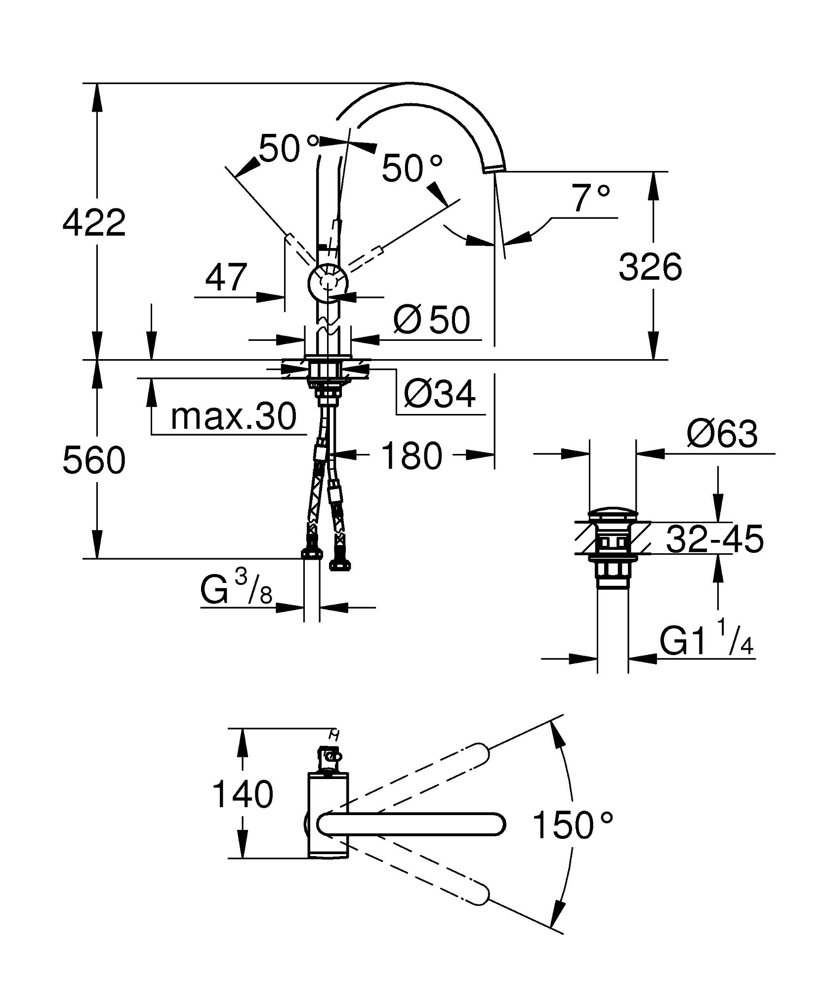 Смеситель для раковины Atrio свободностоящий цвет хром GROHE 32647003 доставка Нижний Новгород 1 Смеситель для раковины Atrio свободностоящий цвет хром GROHE 32647003 купить 1