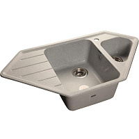 Мойка кухонная GranFest Corner GF-C950E угловая с 2 чашами крылом и отверстием под смеситель серый