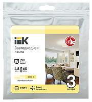 Лента светодиод LSR-2835WW60-4.8-IP20-12B 4.8Вт 12В (1шт-3м) LSR1-1-060-20-3-03
