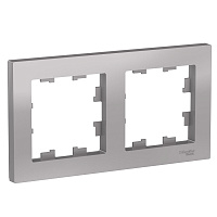 Рамка Schneider Atlas Design алюминий 2-местная ATN000302