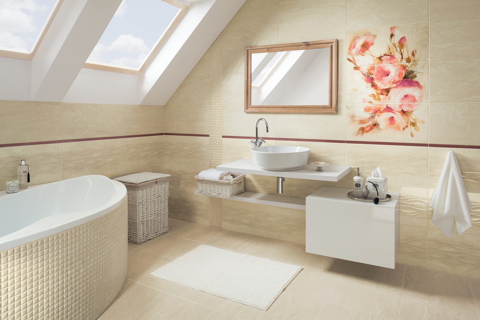Панно Coraline Rose из 3 плиток 60*90 см, Ceramika Paradyz купить 1