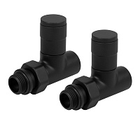 Набор дизайн-вентилей PIANO прямой  для радиатора 1/2" (чёрный) Royal Thermo RTE 56.0011