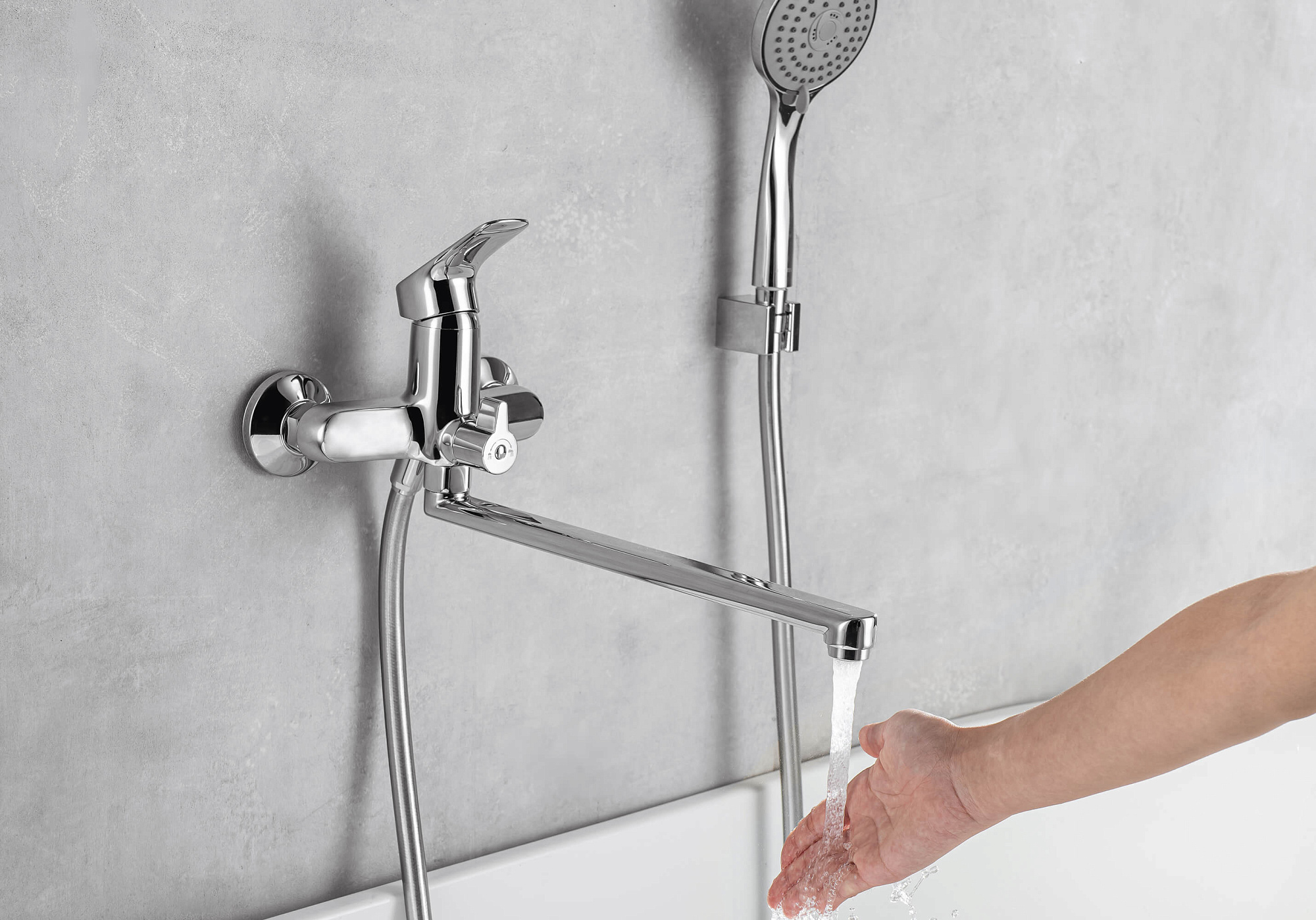 Смеситель ВЕГА  для ванны длинный излив Aquatek AQ1042CR купить 7