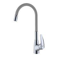 Смеситель Linara для кухни с гибким изливом хром серый Lemark LM0415C-Gray