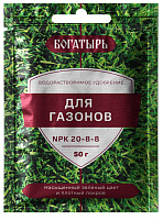 Удобрение водорастворимое для газонов Богатырь Lt022803 50гр