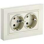 Розетка 2-местная с заземлением BRITE РС12-3-БрКр BR-R21-16-K10-F 16А бежевый 8807826 IEK 