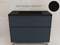 Тумба напольная ЛИМА 100 PLUS графит 2 ящика с умывальником LINE 100 антрацит Style Line ЛС-00002349/СС-00002456
