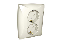 Розетка LEXEL ДУЭТ WDE000226 с рамкой, со шторками, 2-местная, бежевая