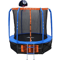 Батут каркасный 14" ЭКОС BS-14FT-3 010368 с сеткой, лесенкой и баскетбольным кольцом 427*259см